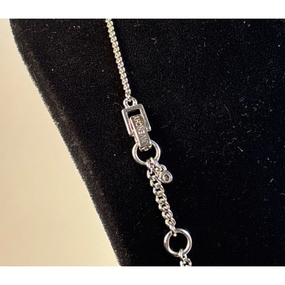 Necklace Rhinestones Multi Strand Delicate Bib Style Givenchy Silver Tone‎ 90s